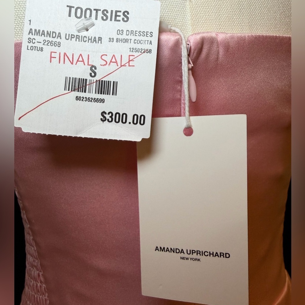 NWT - Amanda Uprichard Silk Strapless Minidress Color Lotus Or Pink. Size S - Picture 6 of 8